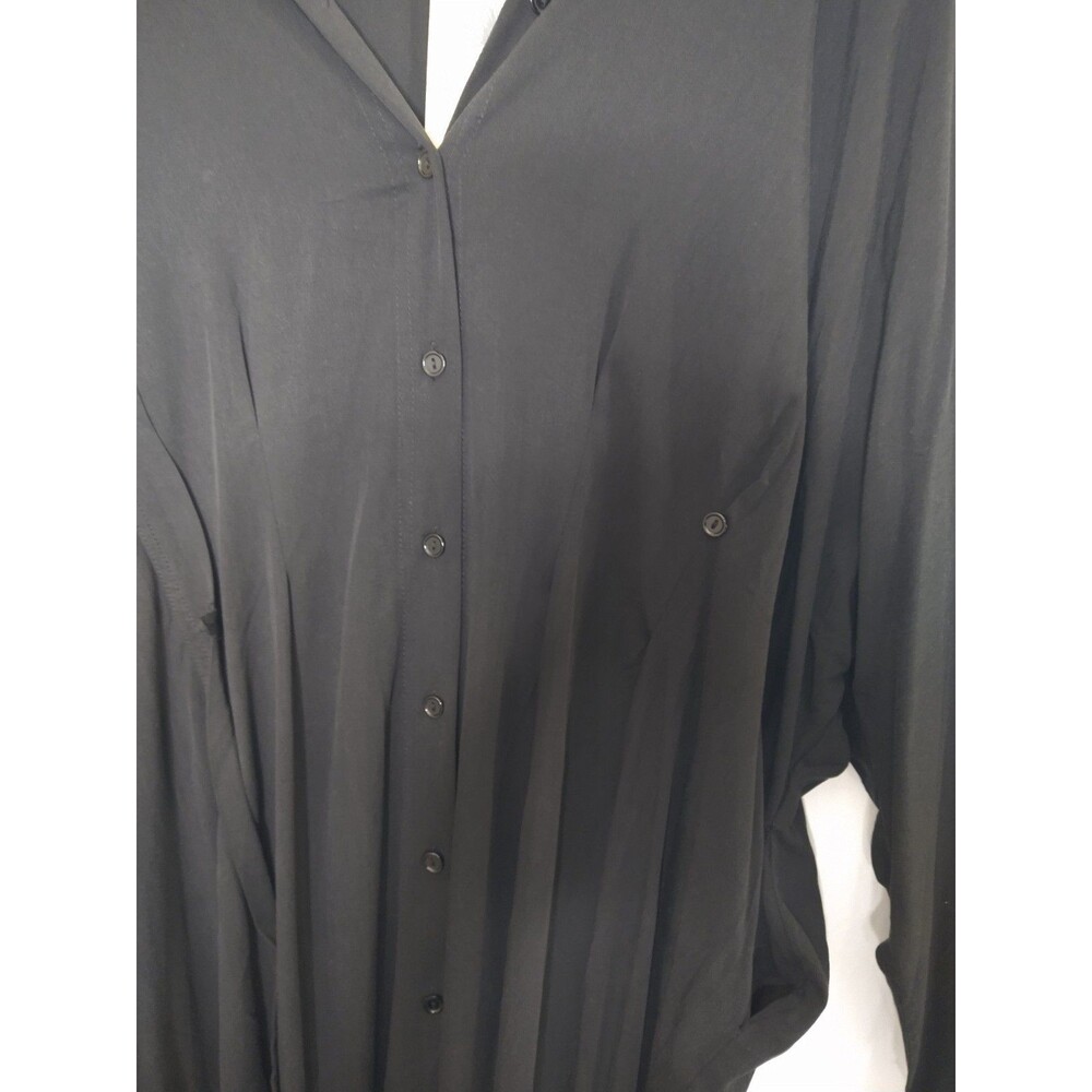 NWT Label of Love Dress Sz S Black Button Flap lagenlook Bell Sleeve 100% Tencel - Picture 6 of 16
